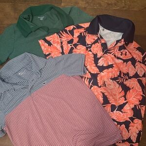 Under Armour Green, Red, and Orange Polo Trio